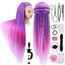 Mannequin Head with Hair, TopDirect 29.5" Hair Manikin Training Head Hair Practice Cosmetology Hair Doll Styling Hairdressing Braiding Heads with Clamp Holder and Tool Kit