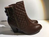 GC Shoes Women's Alyssa Bootie (1282) Brown/Quilted Size 10M