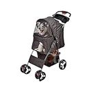 PaWz 4 Wheels Pet Stroller Dog Cat Cage Puppy Pushchair Travel Walk Carrier Pram Black, Collapsible for Storage Travel Pet Pram, Removable Cushion Dog Car Seat, Dog Cat Stroller with Coffee Cup Holder