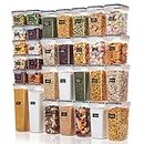 Vtopmart 32pcs Food Storage Container Set, Kitchen & Pantry Organizers and Storage, BPA-Free Plastic Airtight Food Storage Container with Lids for Cereal, Flour and Sugar, Includes 32 Labels (Black)