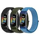Tiptops 3 Pack Nylon Straps Only Compatible for Fitbit Charge 5 Straps Women Men, Breathable Adjustable Nylon Solo Loop Sport Band Replacement Bracelet Wristband for Fitbit Charge 5