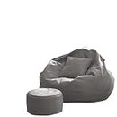 RELAX BEAN BAG'S 2XL Grey Bean Bag Cover Set with Cushion and Footrest (Without Filling) Comfortable Leatherette Bean Bag Chair for Teens Kids and Adults for Livingroom Bedroom and Gaming Room.