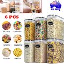 6PCS Airtight Food Storage Containers Set Kitchen Dry Food Pantry Organization