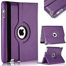 Caseous 360 Degree Rotating Stand Folio Flip Case PU Leather Rotating Stand Cover for Apple iPad 2 3 4 (Purple)