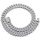 MEENAZ Mc Stan Chain Cuban Link Chain for Men Women girls gents Miami Necklace Iced Cubic Zirconia diamond chain Sterling Silver Chains Long Stainless Steel Ice Rhinestone Hip hop Stylish Rapper 122