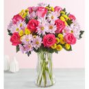 1-800-Flowers Seasonal Gift Delivery Spring Cheer Bouquet + Free Vase Double Bouquet W/ Free Clear Vase | Happiness Delivered To Their Door