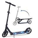 QIUYO Foldable Scooter for Adult & Teen, 200mm Big Wheels, 4 Heights Adjustable Handlebar, Suspension Kick Scooters with Kickstand for Teenagers 11-15 (Black New)