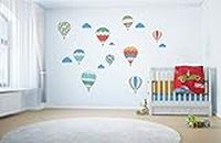 rawpockets ' Air Ballon Story - Kid's Room ' Vinyl Large Size Wall Sticker- Multicolor (Wall Coverage Area - Height 80 cms X Width 115 cms)