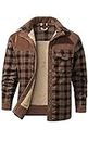 Mr.Stream Men's Outdoor Casual Vintage Long Sleeve Plaid Flannel Button Down Shirt Jacket 3251 Red Coffee L