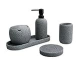Lutong 5-Pieces Bathroom Accessory Set - Lotion Dispenser/Tumbler/Tray/Cotton Canister/Soap Dish