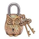 Brass OWL Lock -Padlock/for Home Decor and Security/Owl Design Golden Functional Brass Lock with 2 Keys by Duke Art Emporium