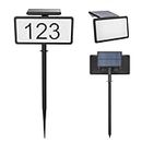 Carvature Solar House Number Sign - Lighted Address Sign with Self Adhesive Numbers and Letters - Wireless, Maintenance-Free Staked Home Address Numbers Plaque with Rotatable Panel and 2 Color Temps