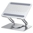 UGREEN Laptop Stand for Desk with 360° Aluminum Rotating Base Laptop Holder Adjustable Compatible with MacBook Pro Air Stand, Ergonomic Laptop Riser Computer Holder up to 17.3 Inch Laptops, Silver