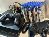 Sony PlayStation 4 (PS4) Black 500 GB Console Bundle: 3x Controllers & 8x Games