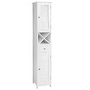 VASAGLE Bathroom Storage Cabinet with Drawer, 2 Open Shelves, Large Floor Cabinet White UBBC69WT