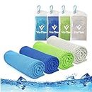 Cooling Towel,Vofler 4 Pack Cool Towels Microfiber Chilly Ice Cold Head Band Bandana Neck Wrap (40" x 12") for Athletes Men Women Youth Kids Dogs Yoga Outdoor Golf Running Hiking Sports Camping Travel