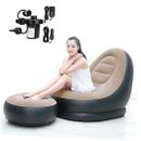 Inflatable Lounge Chair for Adults Flocking Air Couch Sofa for Gaming Beige