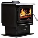 Ashley Hearth Products 2,000 Square Feet 89,000 BTUs Steel Vented Freestanding Pedestal Wood Burning Stove with Ash Drawer for Indoor Homes, Black