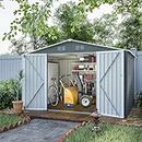 EMKK 10x8ft Metal Outdoor Storage Shed, Large Heavy Duty Tool Sheds with Lockable Doors & Air Vent for Backyard Patio Lawn to Store Bikes, Tools, Lawnmowers