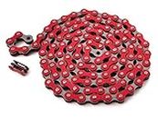 KHE BMX/Fixie Chain 1/2 Inch x 1/8 Inch 112 Links Left Only 385 g with Chain Lock I4 - Many Colours (Red)