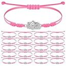 Sureio 20 Pcs Cheerleader Valentine's Day Gifts Cheer Bracelet Adjustable Cheer Accessories Sports Fan Bracelets with Charm for Girls Cheer Team Supplies Jewelry Party Accessories Bulk(Pink)