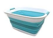 SAMMART 31L Collapsible Plastic Laundry Basket - Foldable Pop Up Storage Container/Organizer - Portable Washing Tub - Space Saving Hamper/Basket (Bleu Brillant)