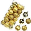 2.36" Christmas Ball Ornaments Shatterproof Gold Christmas Ornaments Set 30 pcs Gold Ornaments for Christmas Tree Halloween Holiday Wedding Party Decoration