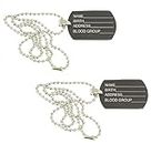 De-Ultimate (Set Of 2 Pcs) Unisex Metal Stylish & Fancy Solid Military Army Theme Dog Tag Name Blood Group Address Birth Laser Engraved Sterling Blade Pendant Locket Necklace Jewellery Set