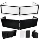 Portable DJ Booth Cover Screen with Black and White Lycra Lighting Scrims, Metal Frame Booth Front Board Video Light Projector Display Scrim Panel with Carry Bag