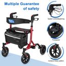 Foldable Rollator Walker Mobility Aid with Four Wheels Seat Backrest for Seniors
