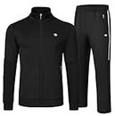 MoFiz Men's Tracksuits Set Sports Running Sweatsuit Long Sleeve Full Zipper 2 Piece Outfits Athletic Casual Wear New Black M