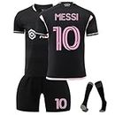 Houselog New Soccer Jersey Set #10 Adult Trendy Football Kit for Soccer Enthusiasts with Shorts and Socks for Unisex Adult Black L Size