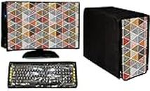 Wacky Computer Cover Full Set 3 in 1 DustProof Printed Combo for 22 Inch Desktop PC | Monitor, CPU and Keyboard Cover Set of 3