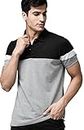 LEOTUDE Men's Regular Fit Polo T-Shirt(P53_BLKGRY_P_Grey_3XL)
