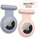 MLQYC Airtag Case for Kids, 2 Pack Silicone AirTag Holder with Invisible Pin, Hidden Apple Air tag GPS Tracker Protective Cover for Clothing Backpack Luggage(Gray&Pink)