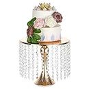 Inweder Soporte para tartas de boda, plato redondo de metal de 30 cm, soporte alto para tartas, soporte de pedestal para tartas, soporte dorado para cupcakes, para té de la tarde, mesa de postre,