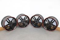 C7 Corvette Z51 Style Staggered 19x8.5 & 20x12 Wheels Set of 4 (Satin Black/Red)