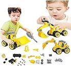 Umadiya Branded Push And Go Vehicles Set, 4 Pack Diy Take Apart Toys Trucks With 1 Screwdriver Tools, Kids Building Cars Birthday For Boys Toddlers 3 To 10 Year Old (Toy Vehicle Playsets),Yellow