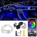 Interior Car LED Strip Lights APP Control, 5 in 1 RGB 16 Million Colors Ambient Lighting Kit with 236 inches Fiber Optic, Music Mode Inside Car Lighting Accessories (5 in 1 APP)