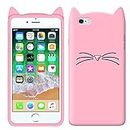 Avzax® Cat Ear Kitty Case Cover for Apple iPhone 6S Plus Soft Silicone Cute Cartoon Cat Kitty Back Case Cover Compatible with Apple iPhone 6S Plus (Pink)
