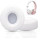 Replacement Ear Pads for Beats Solo 3, Ear Cushions for Beats Solo 2 & Solo 3 Wireless/Wired Headphones, Not Fit Beats Studio On-Ear Headphone with Stronger 3M Adhesive, Thicker Memory Foam(White)