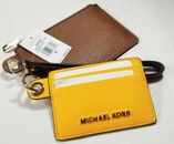 Michael Kors Aspen Small Card Case Wristlet Choose Color:Yellow & Brown-Green 