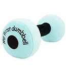 June Garden 6" My First Dumbbell - Plush Baby Rattle Toy - Safe Soft Barbell Workout Toy for Infants Boys and Girls - Blue