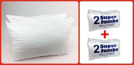 4 Large BED PILLOWS Firm HOTEL Style Cheap Extra Fill Large Side Sleeper Pillows