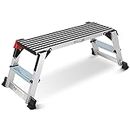 Aluminum Work Platform Step Ladder, 40×12×20 Platform Non-Slip, Capacity 330 LBS Heavy Duty Folding Work Bench for Washing Vehicles, Cleaning, Painting, Decorating