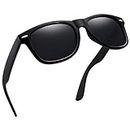 Joopin Polarized Sunglasses UV400 Trendy Square Shades for Men Women Retro Designer Sun Glasses Shady Rays Sunnies (Black Simple packaging)