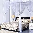 Iblay White, 8x8 ft 4 Corner Post Bed Canopy, Quick and Easy Installation for King Size Beds Large Queen Size Bed Curtain