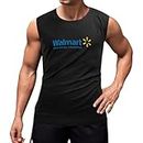 Men's Walmart Supermarket Cool Grocery Store Pop Culture Worn Look T-Shirt Print Tees Sleeveless T-Shirt Vest Tank Tops Casual Tee O Neck Black XL