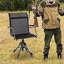 GYMAX Swivel Hunting Chair, 360 Degree Folding Hunting Blind Chair with Adjustable Height, Arm Rest, Telescopic Legs & Duck Feet, 330 LBS Silent Outdoor Ground Blind Seat for Deer Dove Hunting Fishing