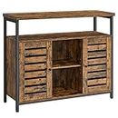 VASAGLE Storage Cabinet, Sideboard and Buffet Cabinet with Compartments, Rustic Brown and Black ULSC79BX